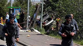 Car rams into bus stop in occupied West Bank