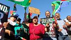 South Africa's Zuma celebrates birthday amidst opposition protest [no comment]