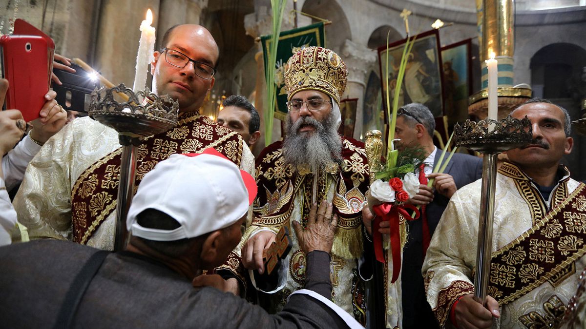 Kudüs Kutsal Kabir Kilisesi'nde 'Palmiye Pazarı' ayini