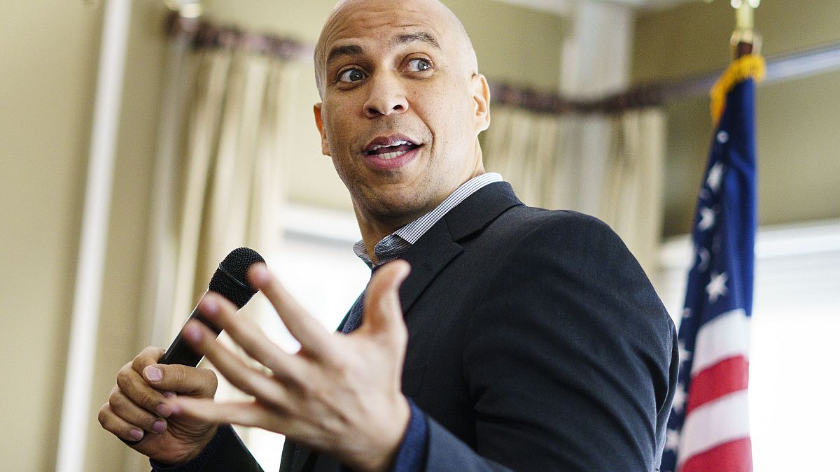 Image: Democratic Senator Cory Booker of New Jersey speaks during a brunch 