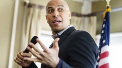 Image: Democratic Senator Cory Booker of New Jersey speaks during a brunch 