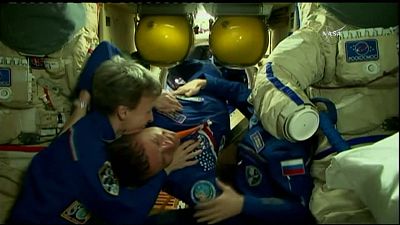 Warm greetings for new International Space Station crew