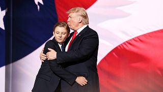 Image: Donald Trump embraces his son, Barron, at the Republican National Co