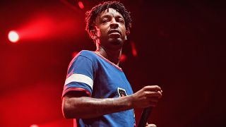 Image: 21 Savage performs in Birmingham, Alabama, on July 14, 2018.