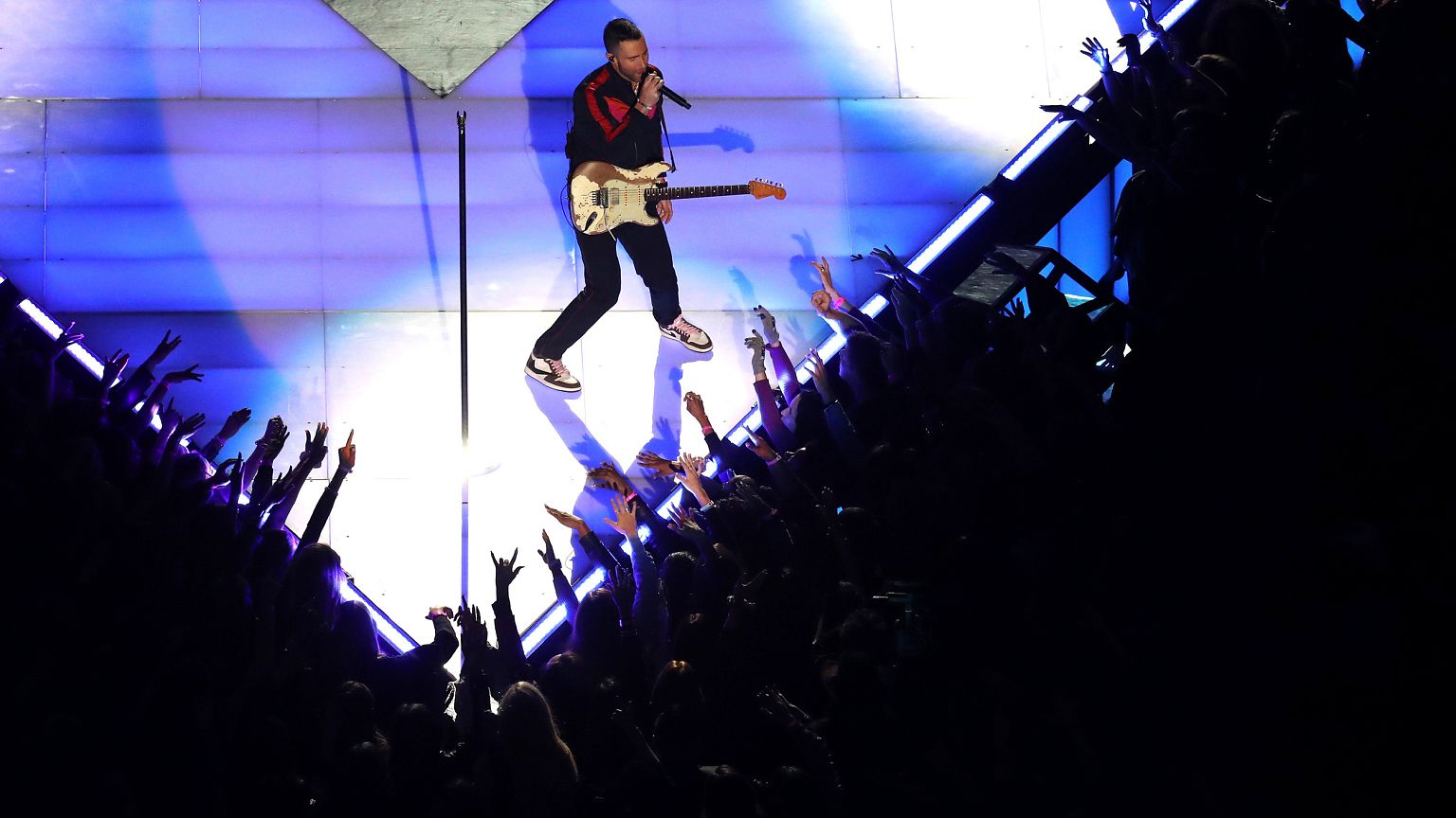 Adam Levine of Maroon 5 performs during the Pepsi Super Bowl LIII Halftime 
