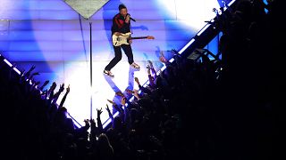 Adam Levine of Maroon 5 performs during the Pepsi Super Bowl LIII Halftime