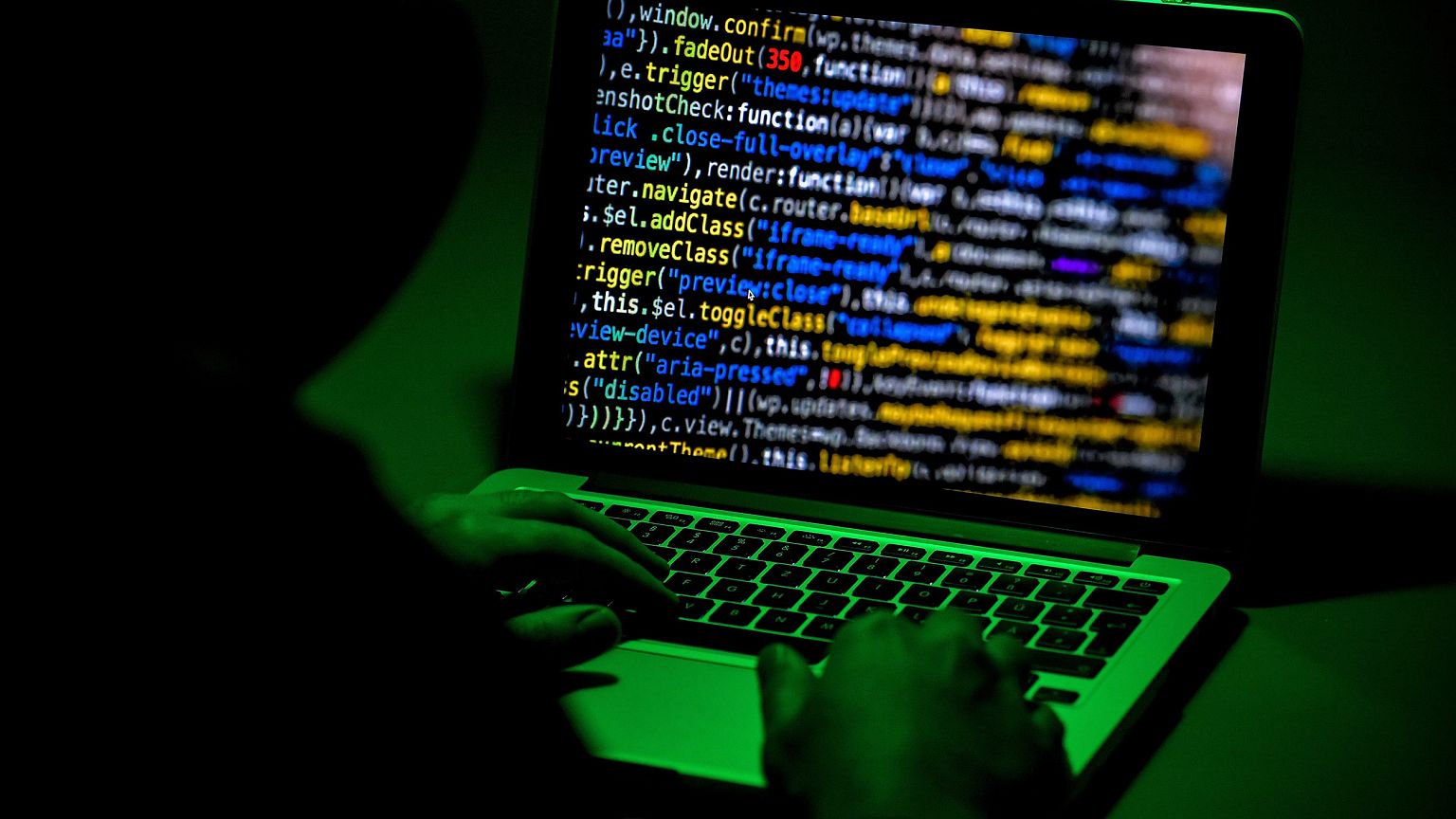 Image: A person sits in front of a computer screen