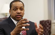 Image: Virginia Lt. Gov. Justin Fairfax speaks at his office in Richmond on