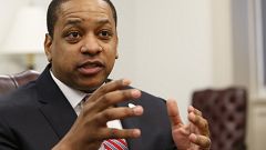 Image: Virginia Lt. Gov. Justin Fairfax speaks at his office in Richmond on