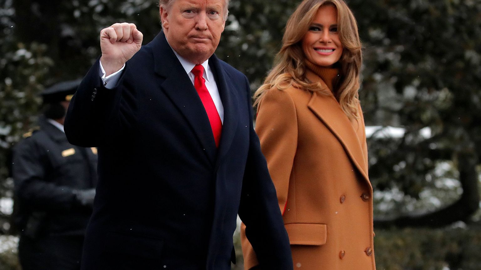 Image: President Donald Trump and first lady Melania Trump depart from the 