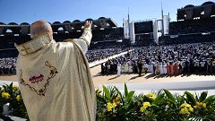 Image: Pope Francis holds a mass at Zayed Sports City Stadium in Abu Dhabi,