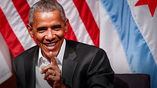 Obama promotes listening skills in first public appearance after leaving office