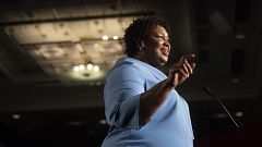 Stacey Abrams addresses supporters during an election night watch party in 