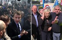 Macron e Le Pen: a mesma visita, receções diferentes