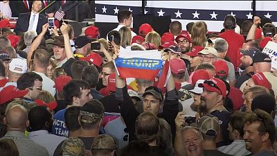 Russian flags waved at Trump rally