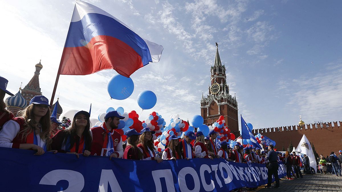Russians on Red Square for International Workers Day