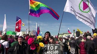 Russian LGBT activists arrested during march against 'killing and torture' of gay men in Chechnya