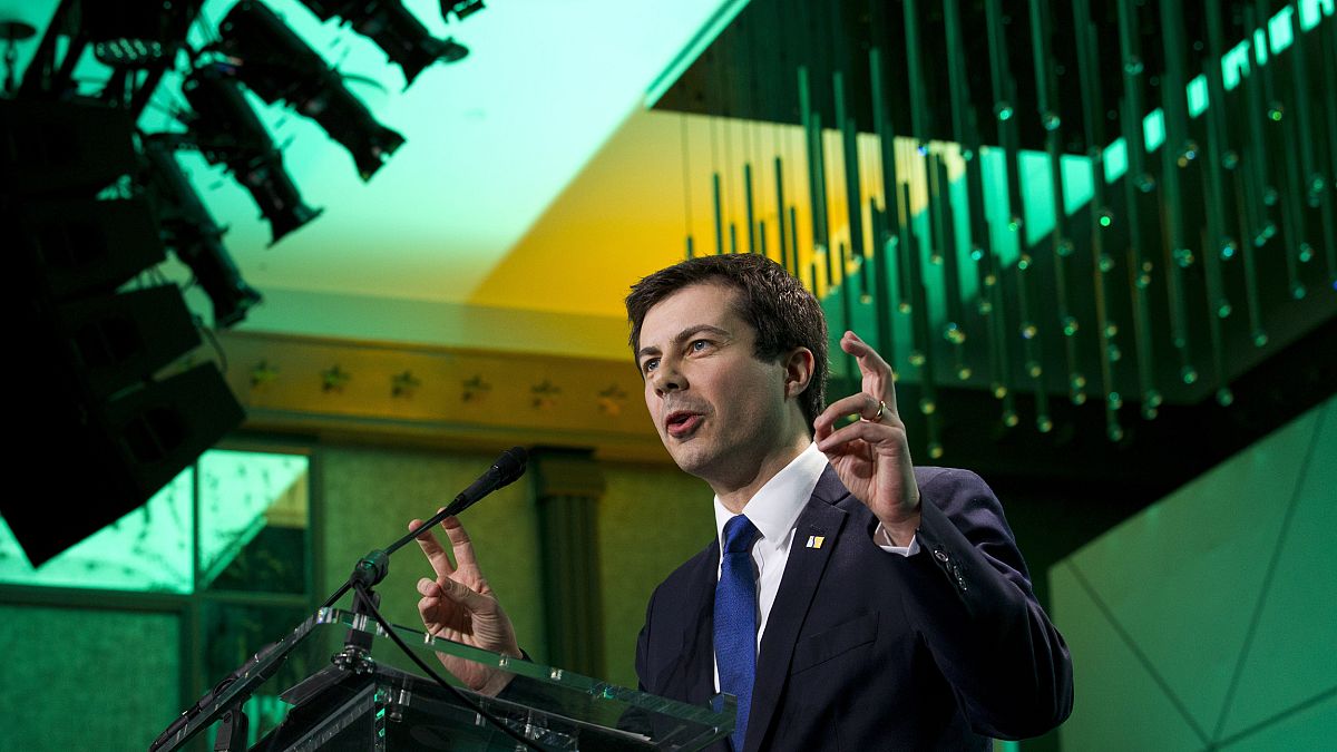 Image: Mayor Pete Buttigieg speaks at the U.S. Conference of Mayors in Wash