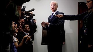 Image: Vice President Joe Biden speaks with reporters after a meeting with
