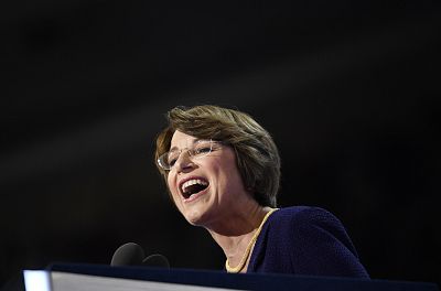 Sen. Amy Klobuchar, D-Minn., speaks at the Democratic National Convention in Philadelphia on July 26, 2016.