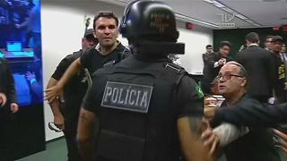 Prison guards in Brazil scuffle in parliament pensions protest