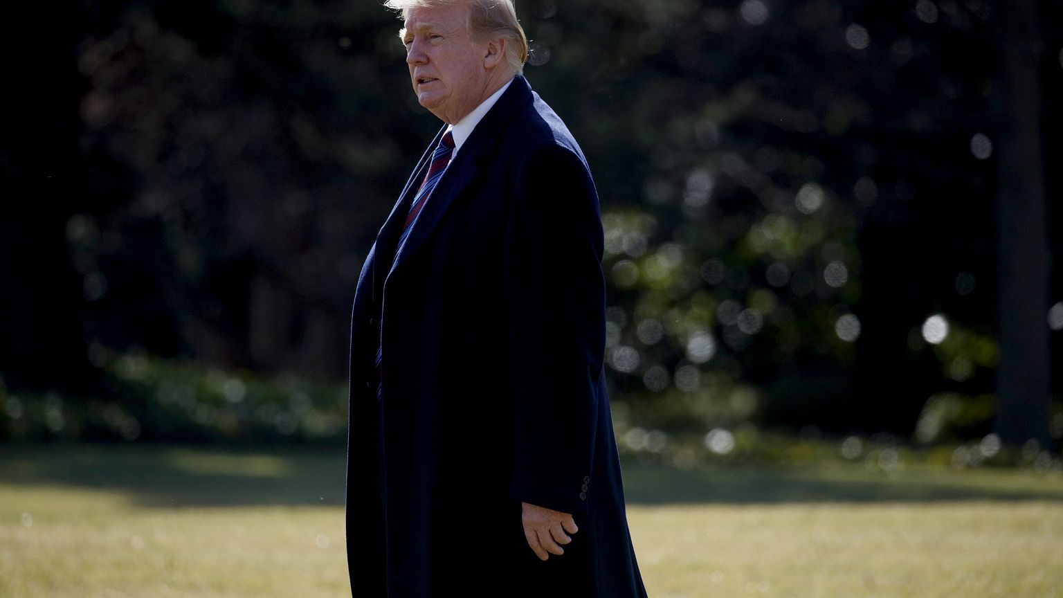 Image: President Donald Trump walks on the South Lawn of the White House on