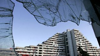 Image: One of the buildings of Naples Scampia neighborhood, southern Italy