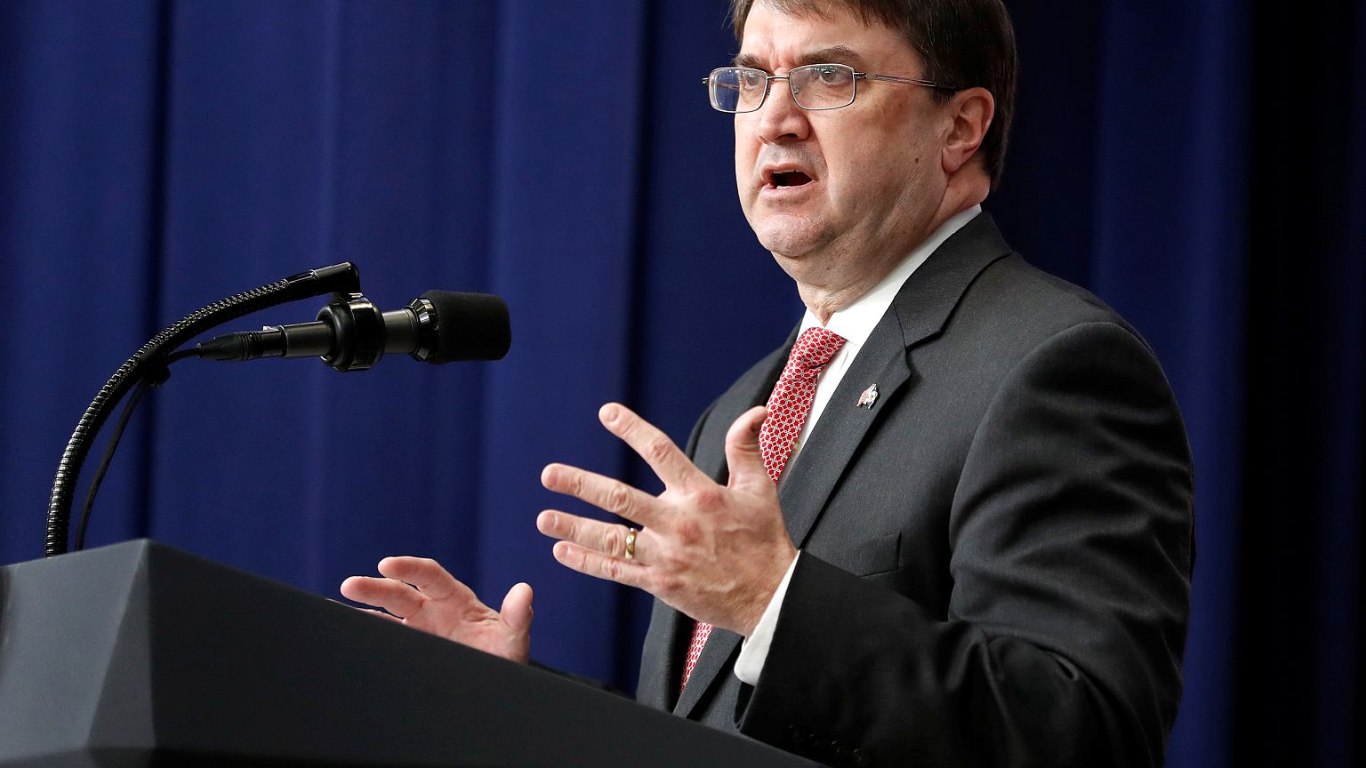 U.S. Secretary of Veterans Affairs Robert Wilkie speaks before U.S. Preside