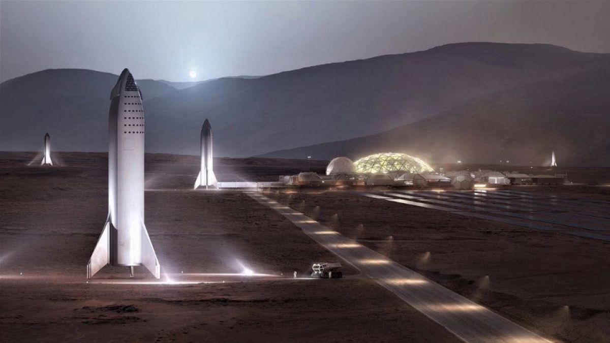 Image: SpaceX starship vehicles on Mars, illustration