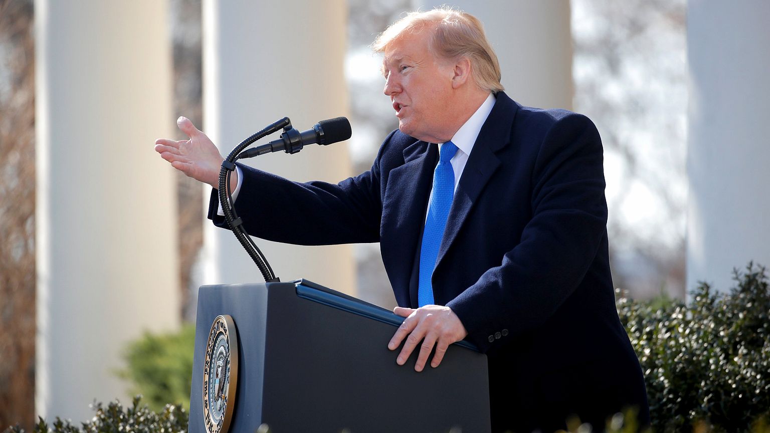 Image: U.S.  President Trump declares national emergency while speaking abo