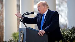Image: U.S.  President Trump declares national emergency while speaking abo