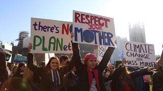 Image: Orla Supple, 18, and Tallulah Guard, 17, take part in the student cl