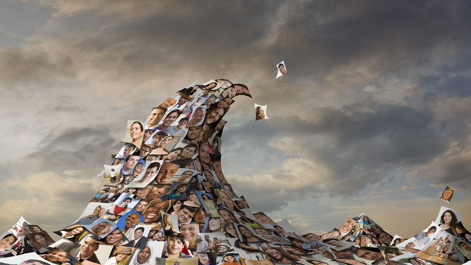 Image: Illustration of photos of faces in wave