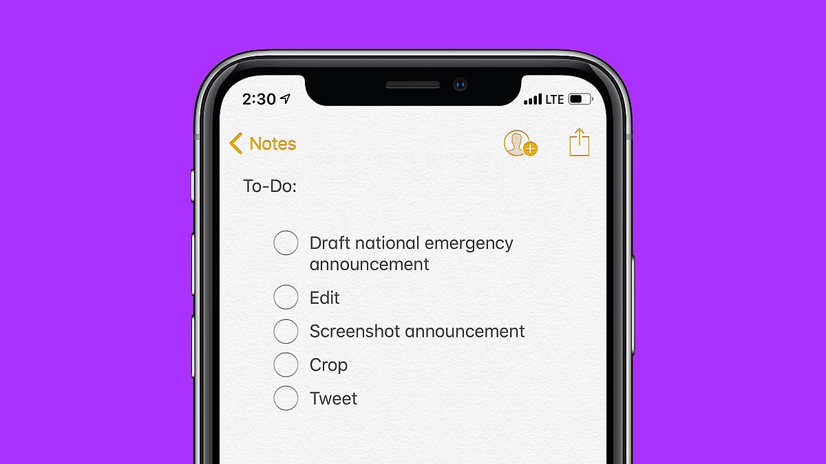 Photo illustration of the notes app on a phone.