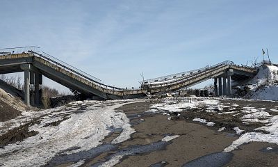 Separatists blew up the overpass on the main highway connecting Kiev with the Russian city Rostov-on-Don as they were retreating three years ago.