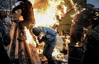Protesters during clashes with police in Kiev on Feb. 20, 2014.