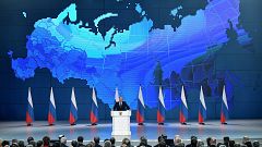 Image: Russian President Vladimir Putin addresses the Federal Assembly in M