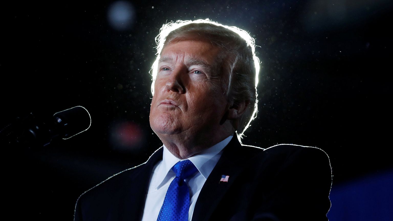 President Donald Trump pauses while speaking about the crisis in Venezuela 