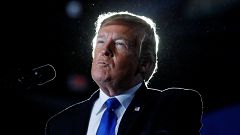 President Donald Trump pauses while speaking about the crisis in Venezuela 