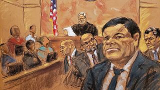 Image: The accused Mexican drug lord Joaquin "El Chapo" Guzman in Brooklyn 