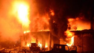 Image: The scene of a fire in Dhaka, Bangladesh