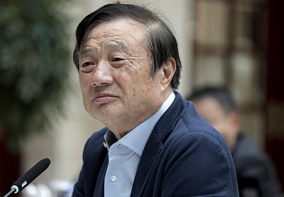 Ren Zhengfei, founder and CEO of Huawei, listens to reporters questions during a round table meeting with the media in Shenzhen city, south China\'s Guangdong province on Jan. 15, 2019.