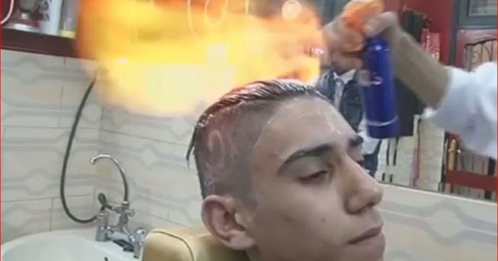 Meet the Egyptian barber using fire to straighten and style hair