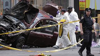 Car ploughs into pedestrians in New York's Times Square