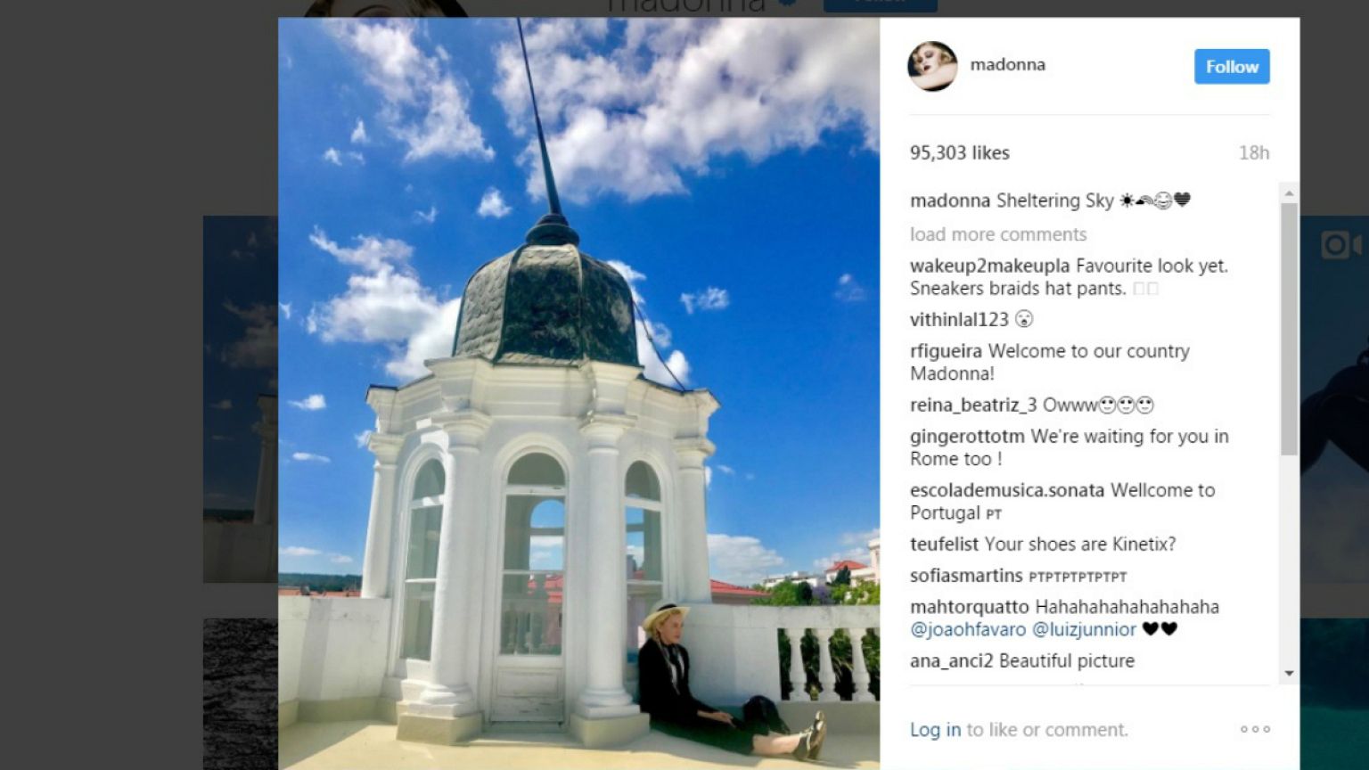 Madonna mostra-se confortável em palacete de Lisboa