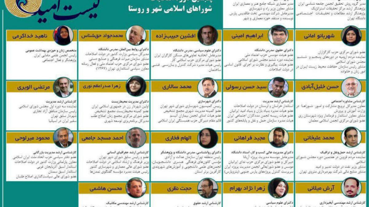 پیروزی لیست امید در انتخابات شورای شهر تهران