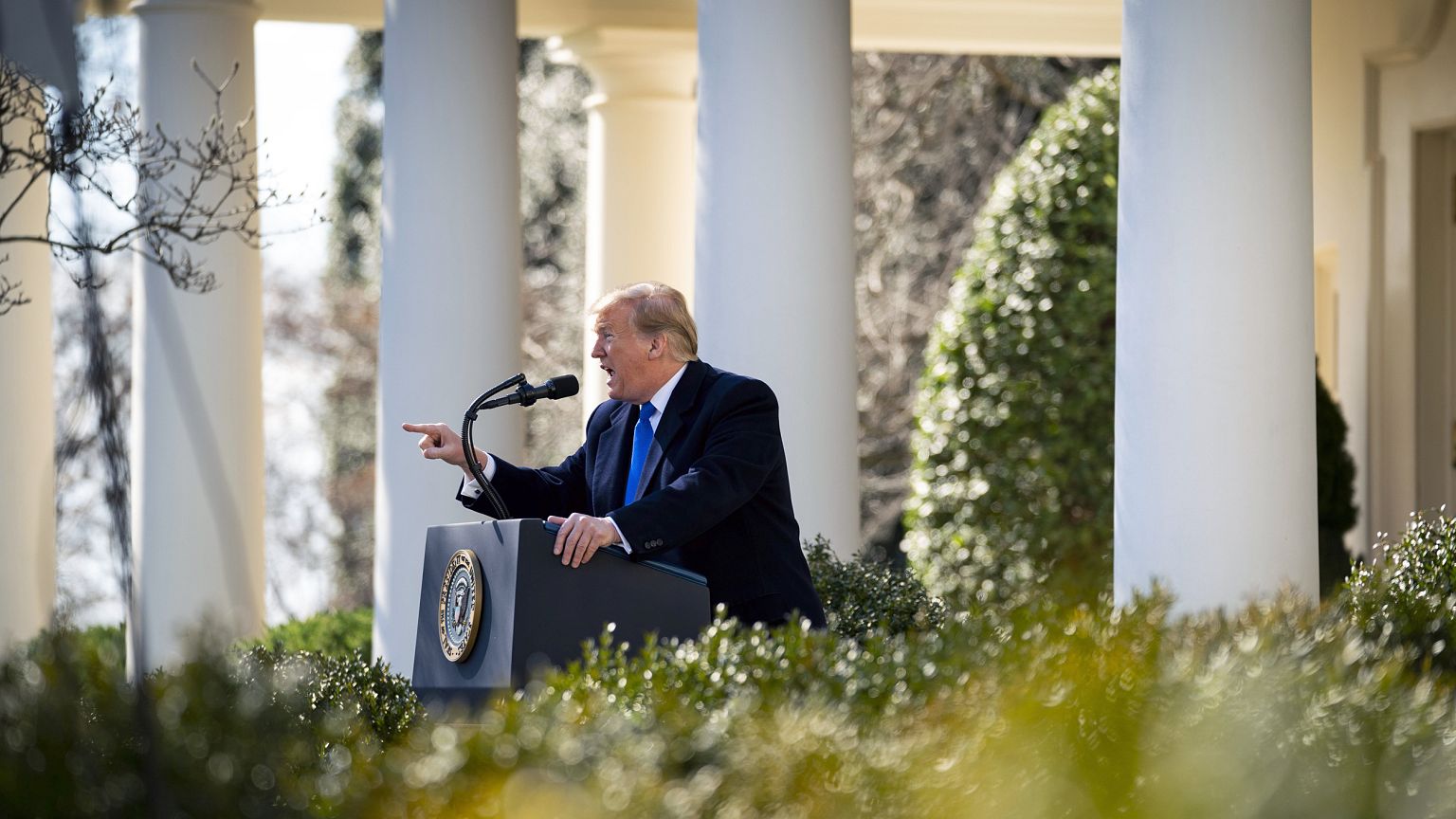 Image: President Donald Trump formally declares a national emergency to fun