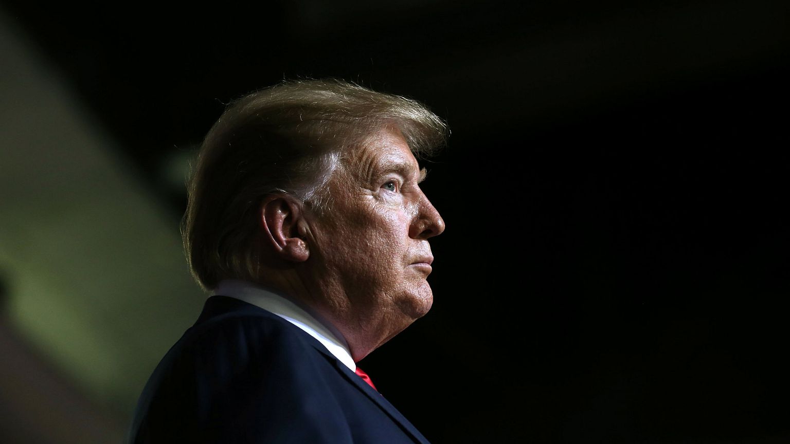 Image: President Donald Trump pauses during a rally at El Paso County Colis