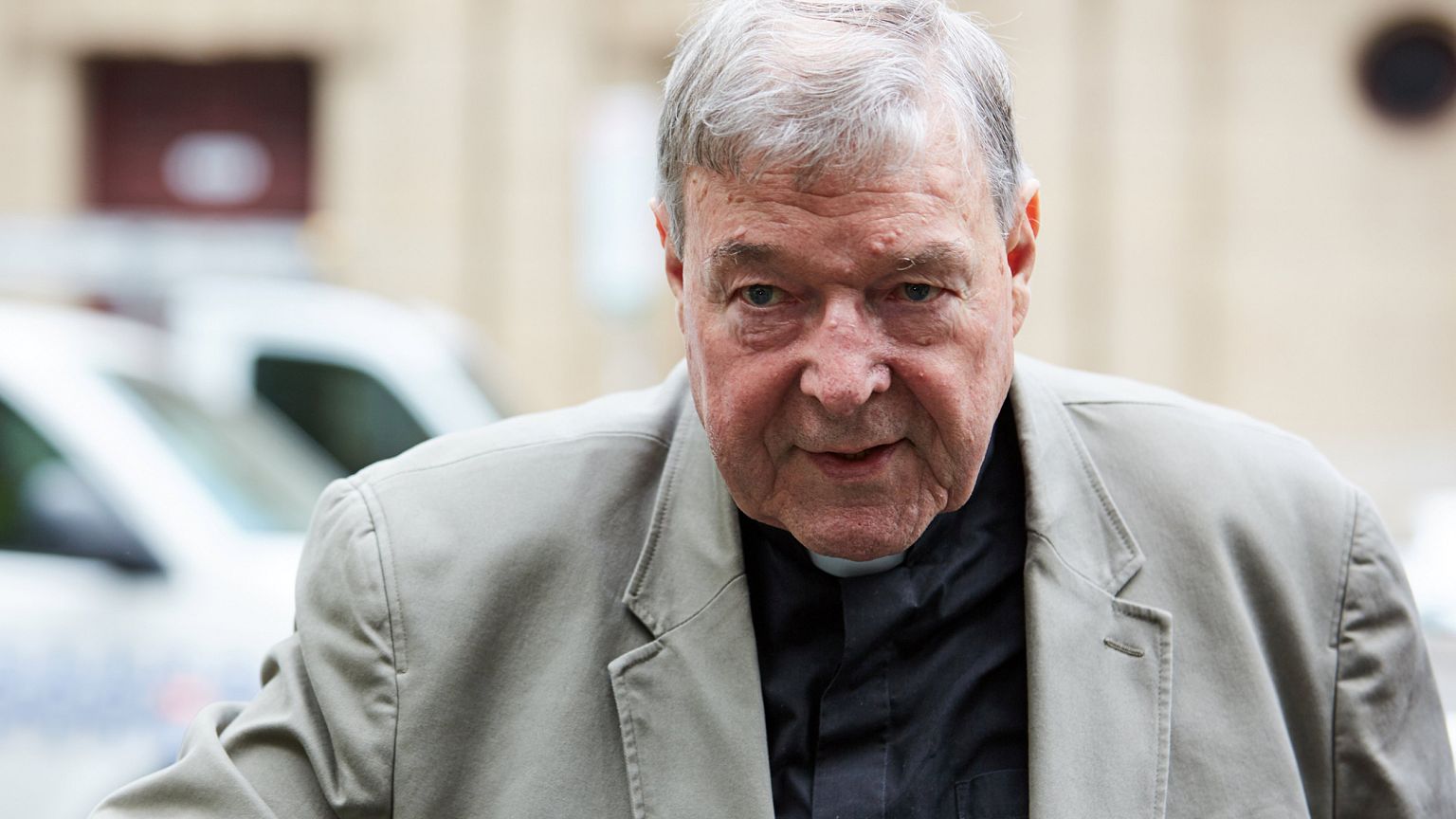 Image: Cardinal George Pell arrives at the County Court in Melbourne, Austr