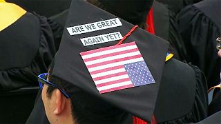 Üniversite öğrencileri ABD Başkan Yardımcısı Mike Pence'i protesto etti